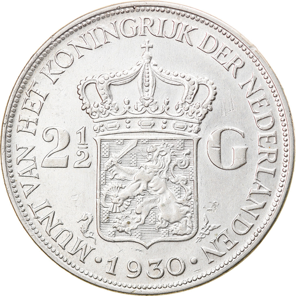 Coin, Netherlands, Wilhelmina I, 2-1/2 Gulden, 1930, EF(40-45), Silver, KM:165