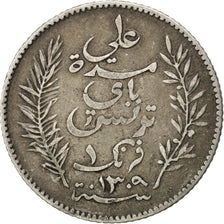 Tunisia, Ali Bey, Franc, 1892, Paris, MB+, Argento, KM:224, Lecompte:190