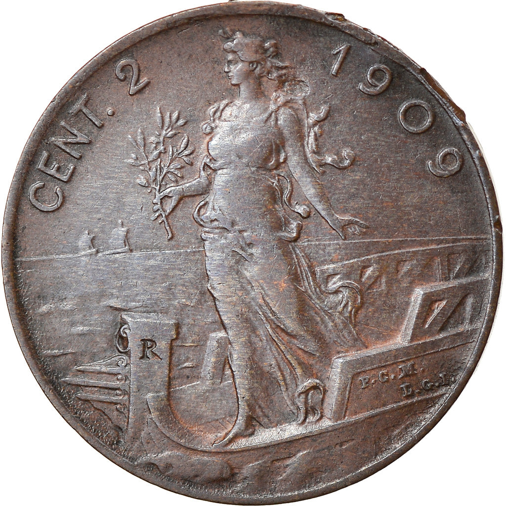 Coin, Italy, 2 Centesimi, 1909, EF(40-45), Cuivre, KM:41