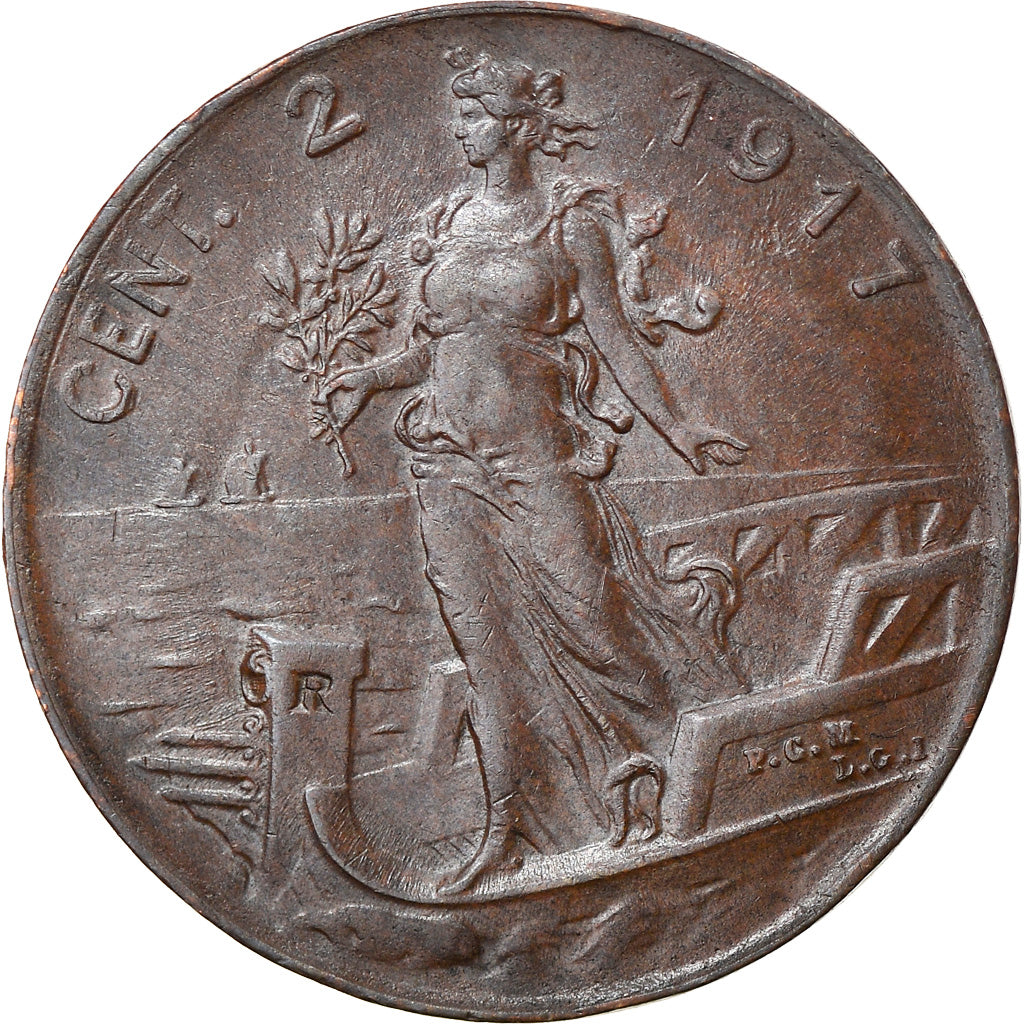 Coin, Italy, 2 Centesimi, 1917, Rome, AU(55-58), Cuivre, KM:41