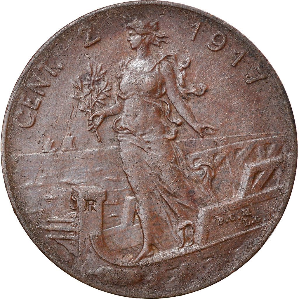 Coin, Italy, 2 Centesimi, 1917, Rome, AU(50-53), Cuivre, KM:41
