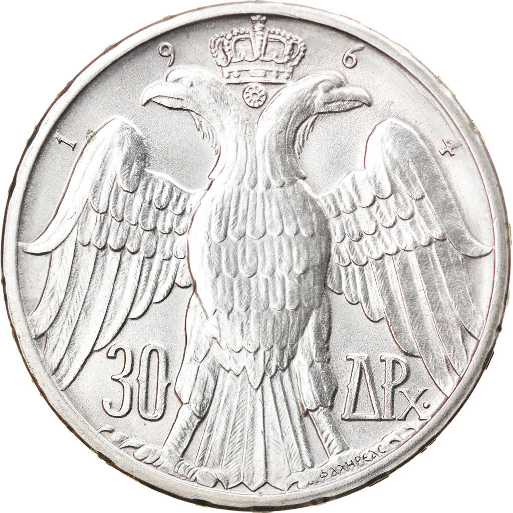 Coin, Greece, Constantine II, 30 Drachmai, 1964, Kongsberg, MS(63), Silver