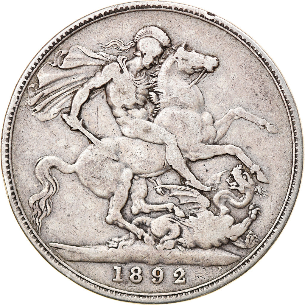 Coin, Great Britain, Victoria, Crown, 1892, VF(30-35), Silver, KM:765