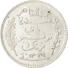 Coin, Tunisia, Muhammad al-Nasir Bey, Franc, 1915, Paris, MS(60-62), Silver