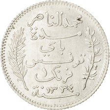 Monnaie, Tunisie, Muhammad al-Nasir Bey, Franc, 1915, Paris, SUP+, Argent