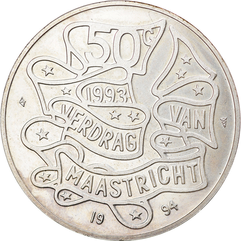 Coin, Netherlands, 50 Gulden, 1994, AU(55-58), Silver, KM:217