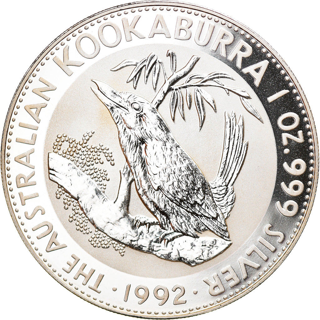 Moneta, Australia, Australian Kookaburra, 1 Dollar, 1992, 1 OZ,BU, FDC, Argento