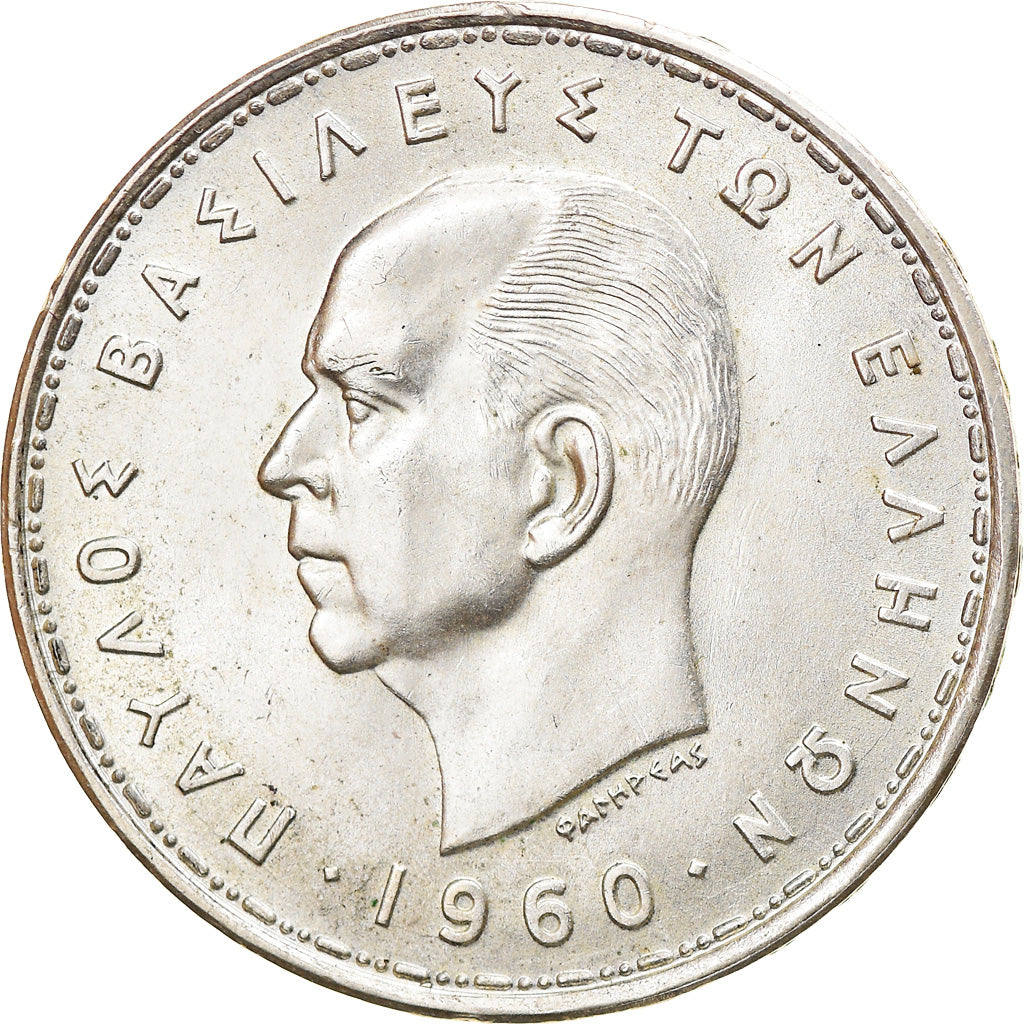 Coin, Greece, Paul I, 20 Drachmai, 1960, MS(63), Silver, KM:85