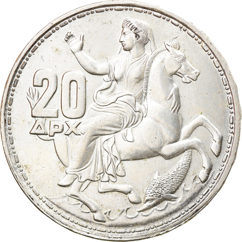 Coin, Greece, Paul I, 20 Drachmai, 1960, MS(63), Silver, KM:85