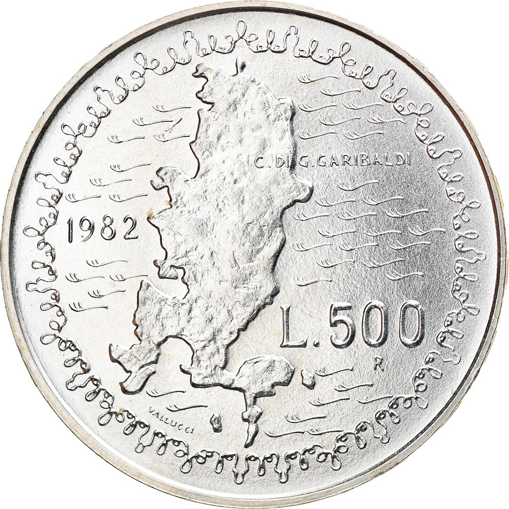 Coin, Italy, 500 Lire, 1982, Rome, 100th Anniversary - Death of Giuseppe