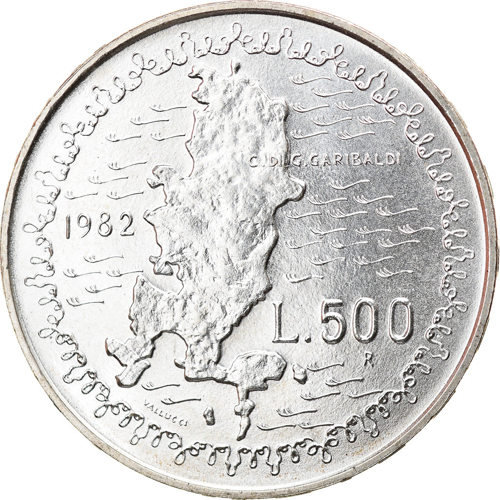 Coin, Italy, 500 Lire, 1982, Rome, 100th Anniversary - Death of Giuseppe