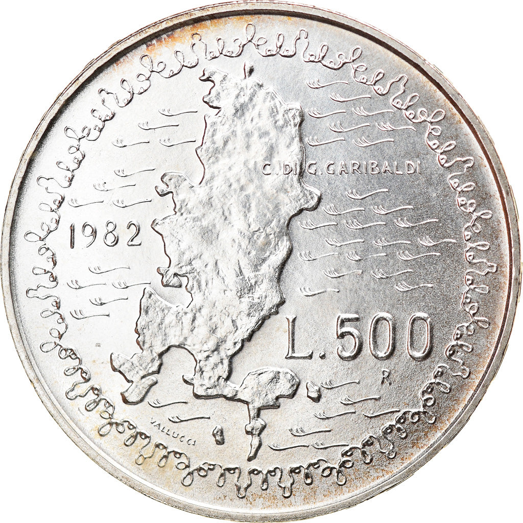 Monnaie, Italie, 500 Lire, 1982, Rome, 100th Anniversary - Death of Giuseppe