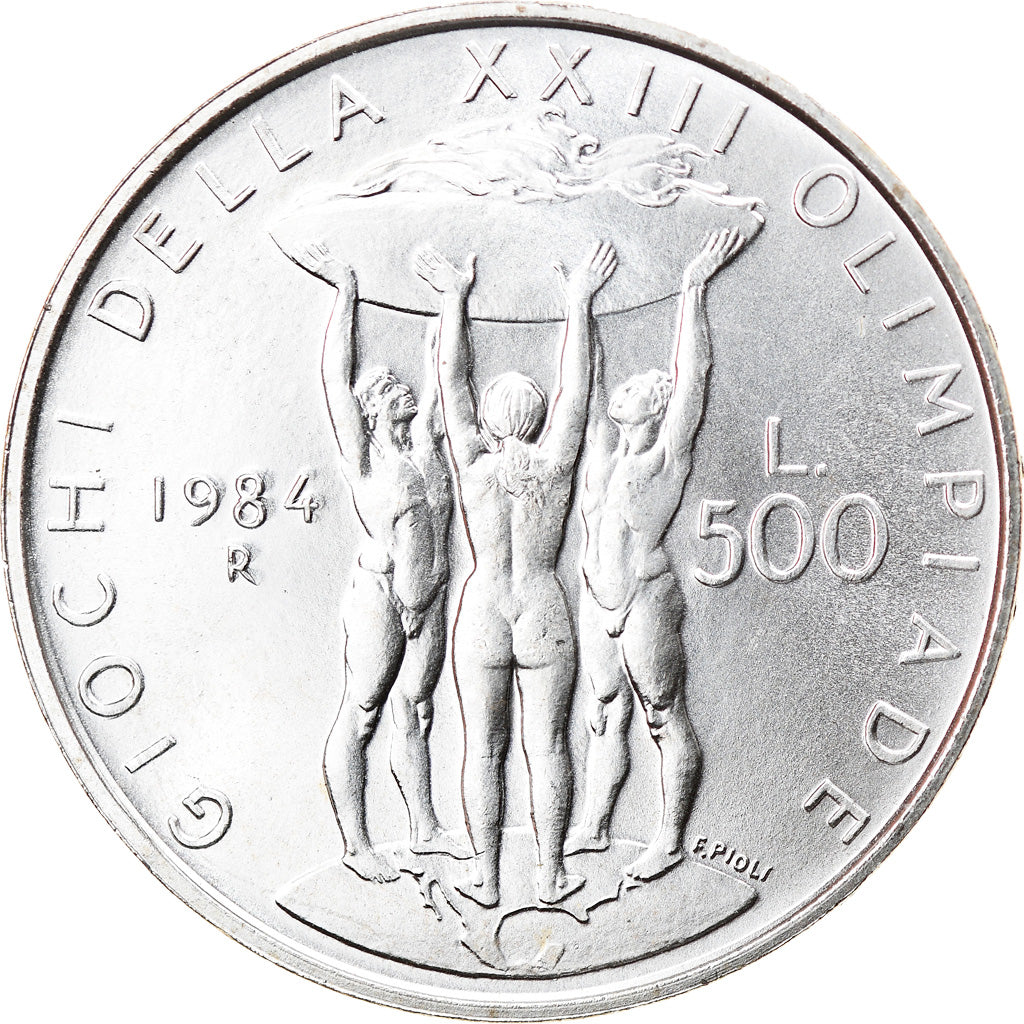 Coin, Italy, 500 Lire, 1984, Rome, Los Angeles Olympics, MS(60-62), Silver