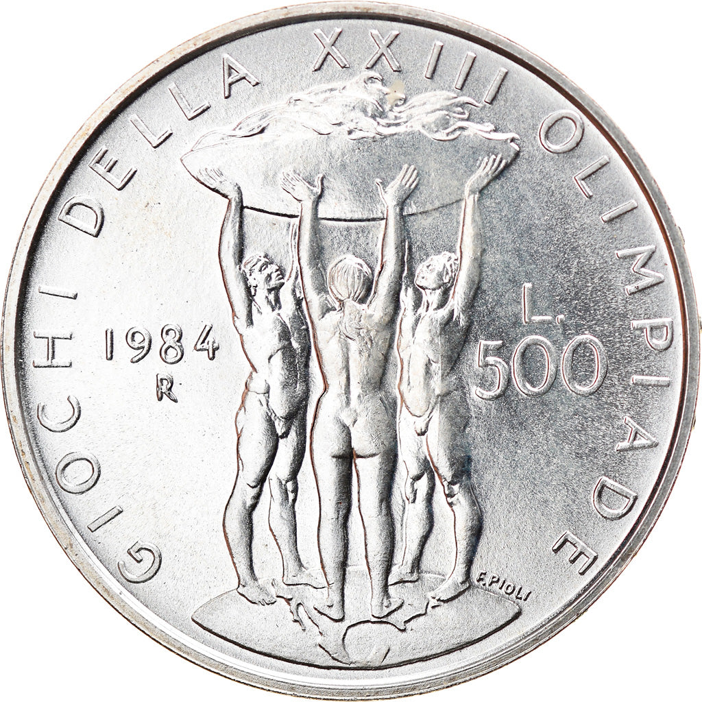 Coin, Italy, 500 Lire, 1984, Rome, Los Angeles Olympics, AU(55-58), Silver