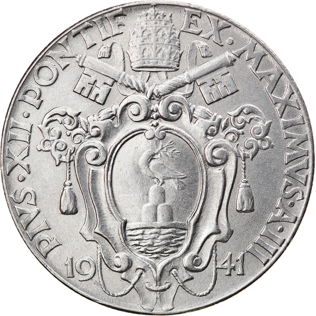 Coin, VATICAN CITY, Pius XII, 2 Lire, 1941, MS(63), Stainless Steel, KM:27A