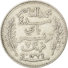 TUNISIA, 2 Francs, 1911, Paris, KM #239, EF(40-45), Silver, Lecompte #267, 9.88