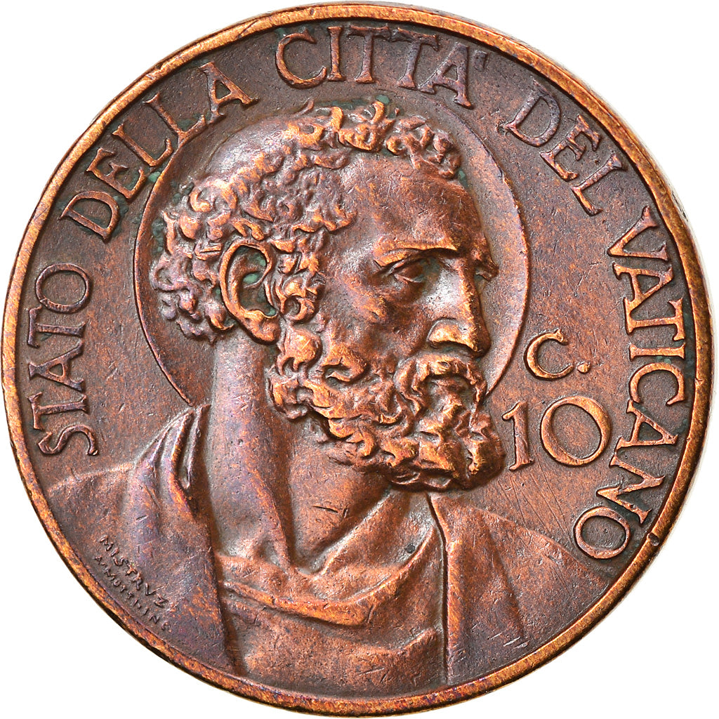 Coin, VATICAN CITY, Pius XI, 10 Centesimi, 1936, Roma, MS(63), Bronze, KM:2