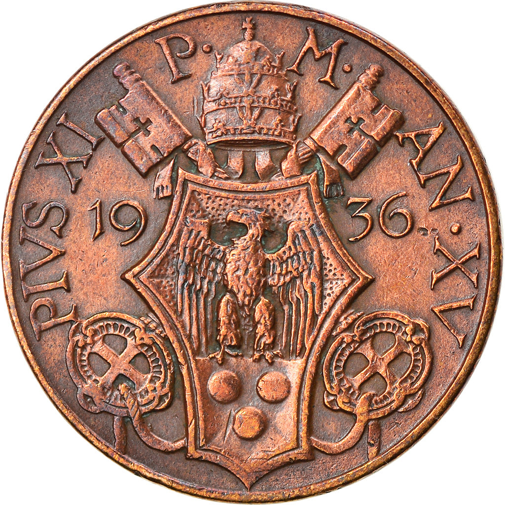 Coin, VATICAN CITY, Pius XI, 10 Centesimi, 1936, Roma, MS(63), Bronze, KM:2