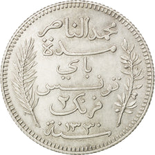 Monnaie, Tunisie, Muhammad al-Nasir Bey, 2 Francs, 1912, Paris, TTB+, Argent