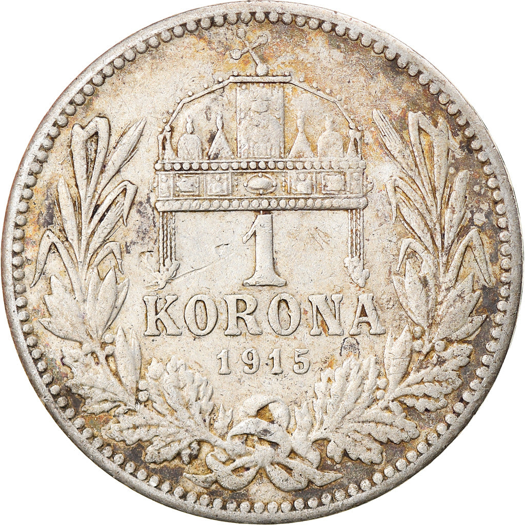 Moneta, Węgry, Franz Joseph I, Korona, 1915, Kremnitz, AU(50-53), Srebro