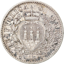 Moneda, San Marino, Lira, 1906, Rome, MBC, Plata, KM:4
