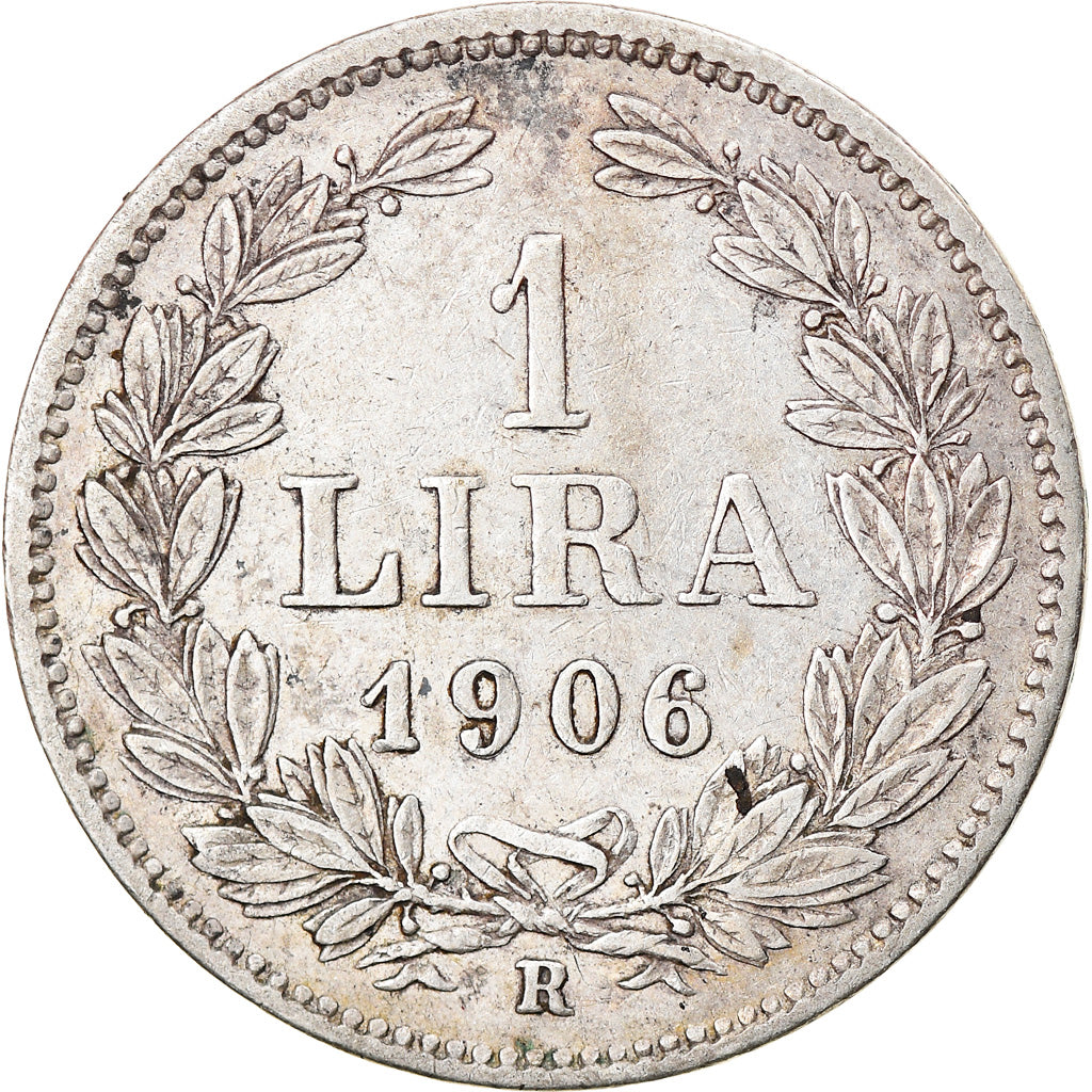 Coin, San Marino, Lira, 1906, Rome, EF(40-45), Silver, KM:4