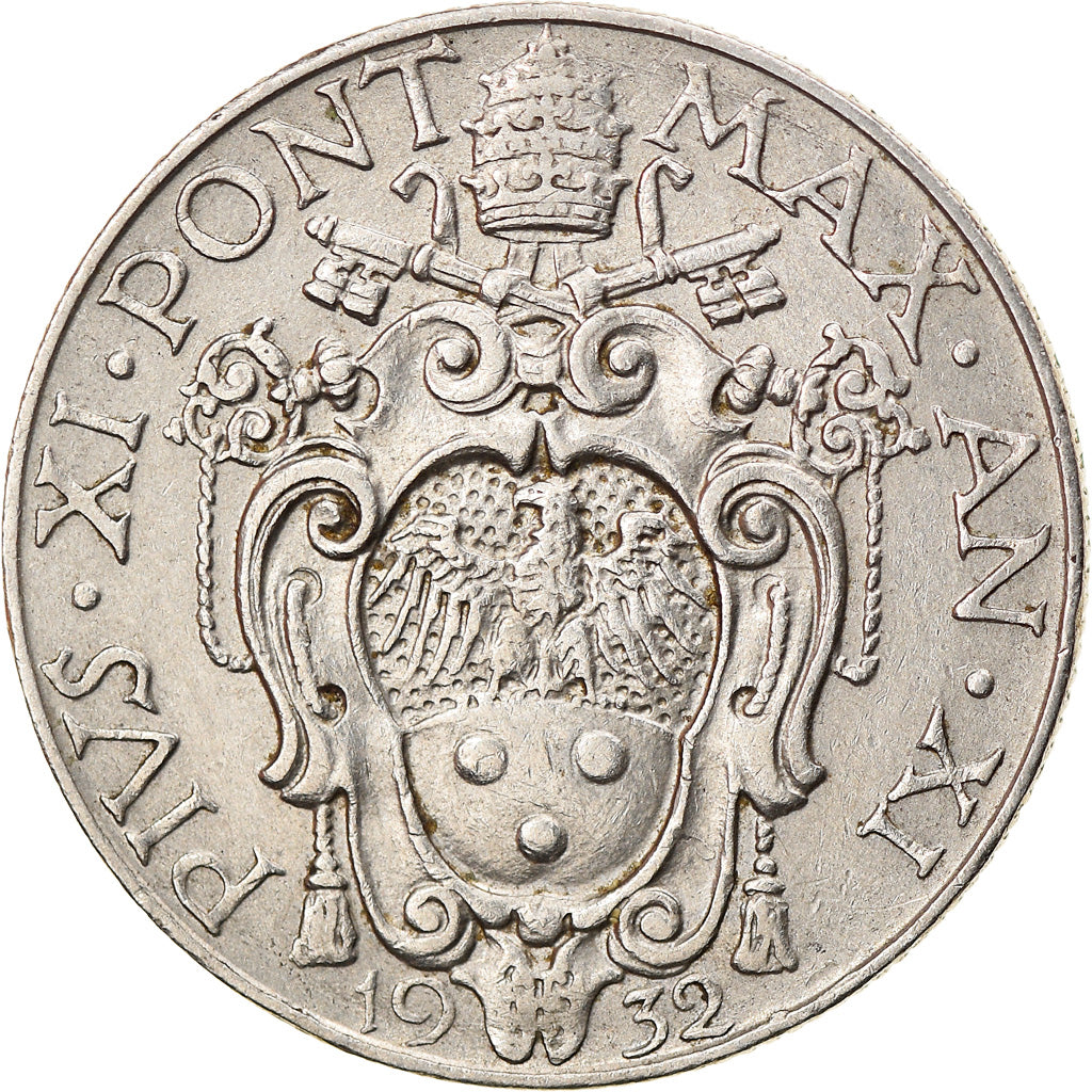 Münze, Vatikanstadt, Pius XI, 50 Centesimi, 1932, Roma, SS, Nickel, KM:4