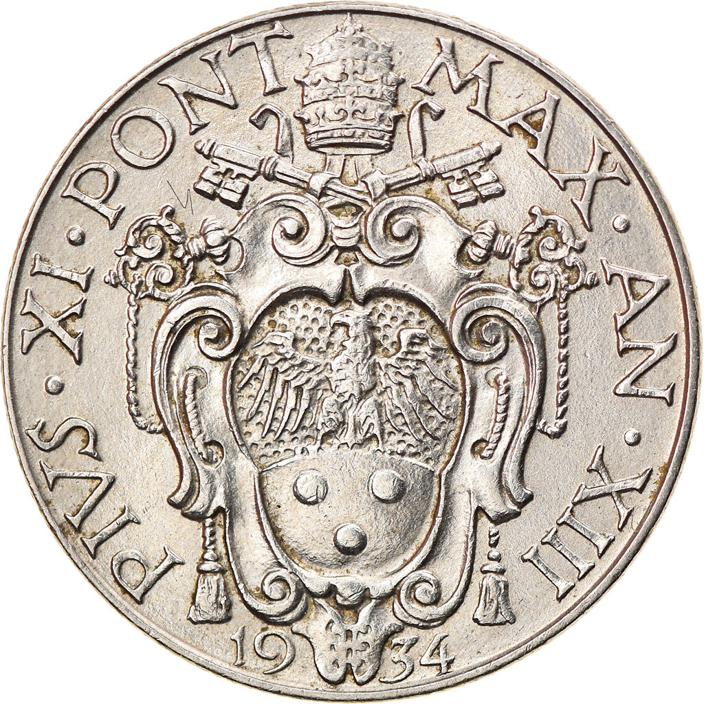 Coin, VATICAN CITY, Pius XI, 50 Centesimi, 1934, Roma, EF(40-45), Nickel, KM:14
