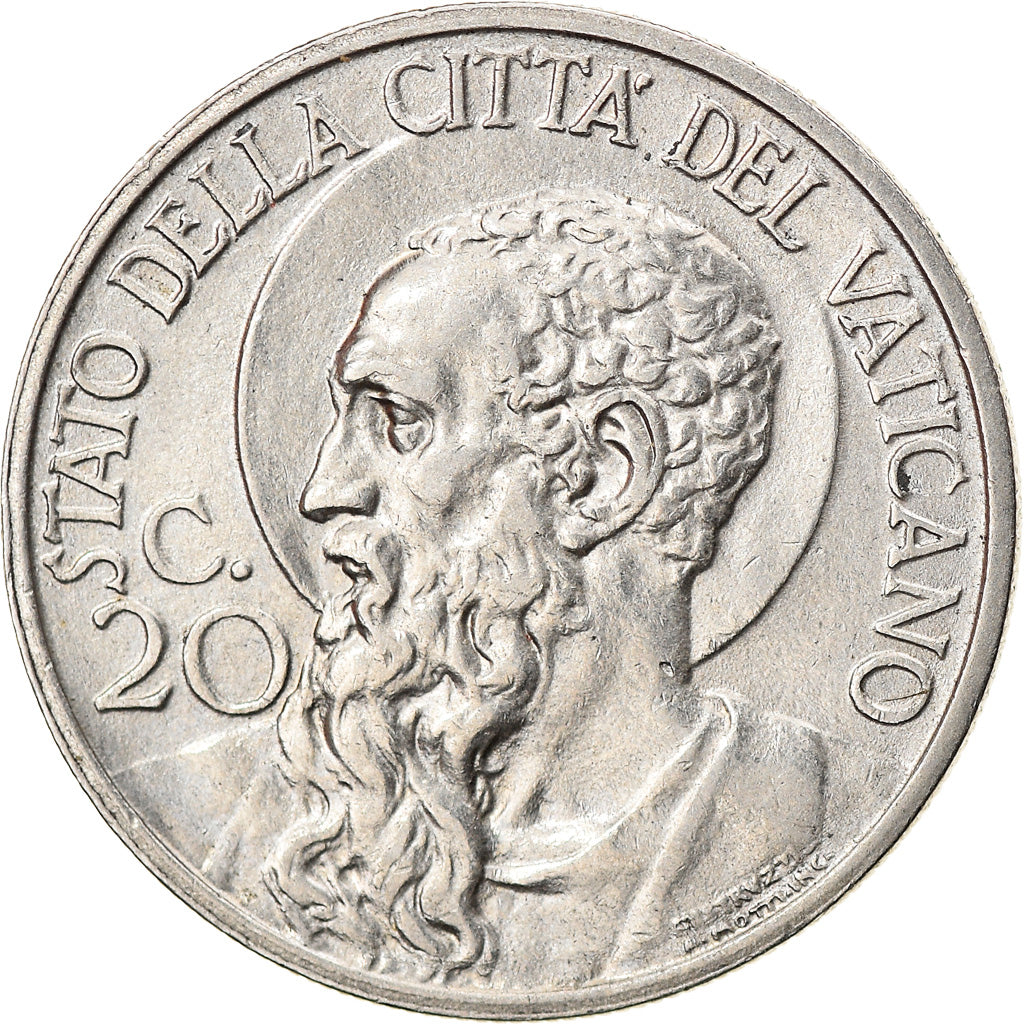 Coin, VATICAN CITY, Pius XI, 20 Centesimi, 1933-1934, AU(55-58), Nickel, KM:3