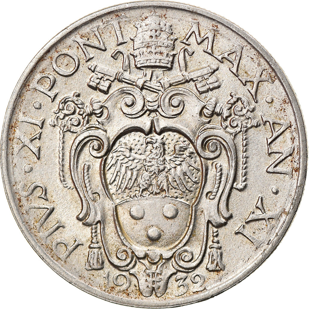 Coin, VATICAN CITY, Pius XI, 20 Centesimi, 1932, AU(55-58), Nickel, KM:3