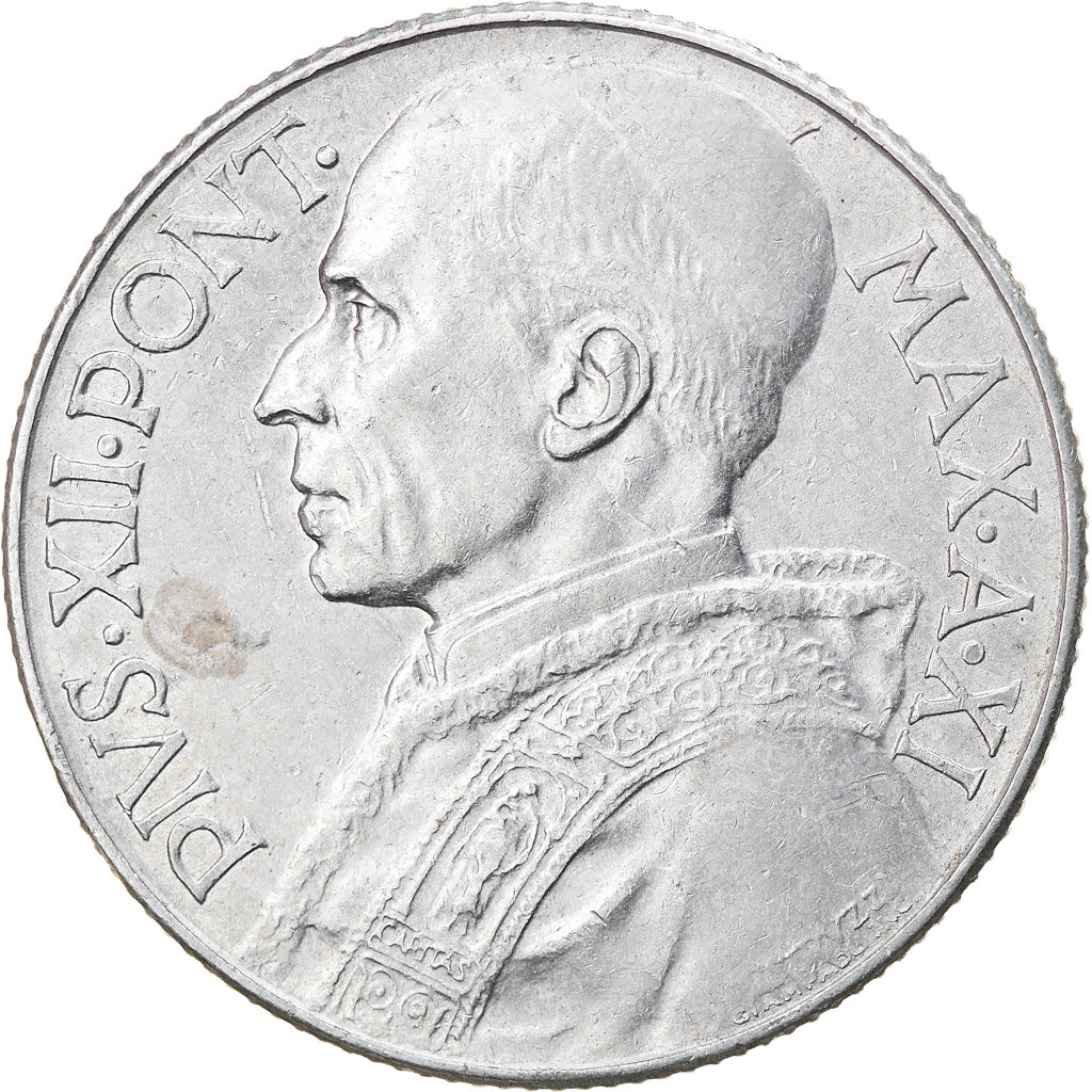 Munten, Vaticaanstad, Pius XII, 5 Lire, 1949, Roma, PR, Aluminium, KM:42
