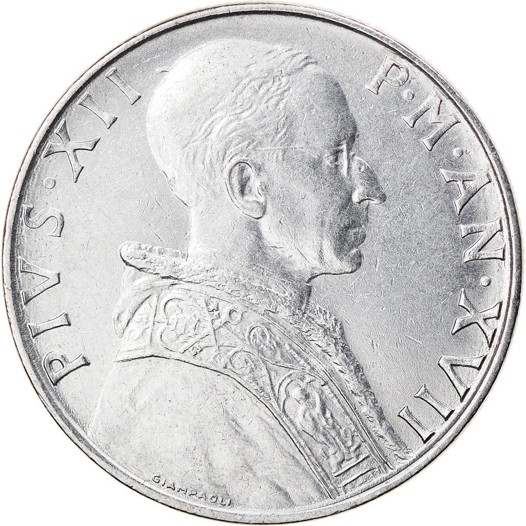 Moneta, CITTÀ DEL VATICANO, Pius XII, 50 Lire, 1955, BB, Acciaio inossidabile