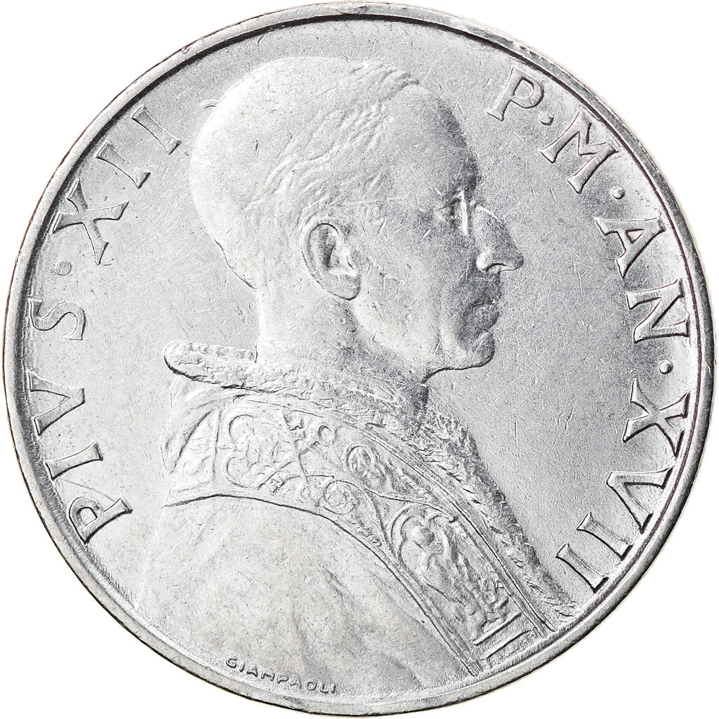 Moneta, PAŃSTWO WATYKAŃSKIE, Pius XII, 50 Lire, 1955, VF(30-35), Stal