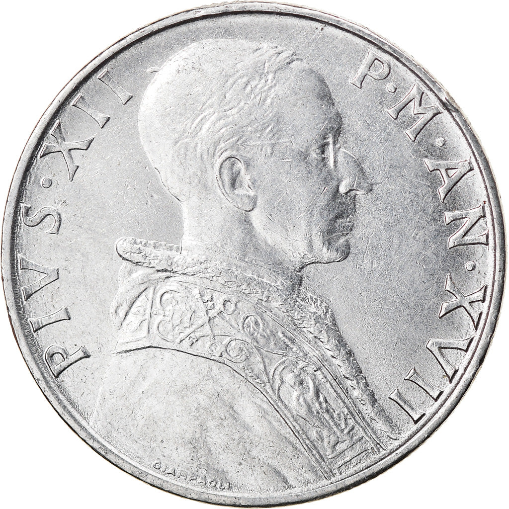 Moneda, CIUDAD DEL VATICANO, Pius XII, 50 Lire, 1955, BC+, Acero inoxidable