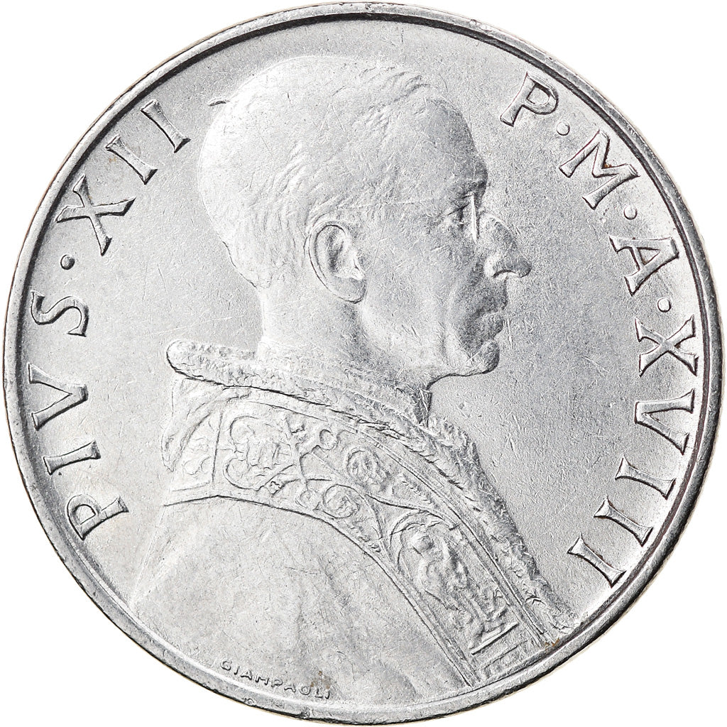 Münze, Vatikanstadt, Pius XII, 50 Lire, 1956, SS, Stainless Steel, KM:54.2