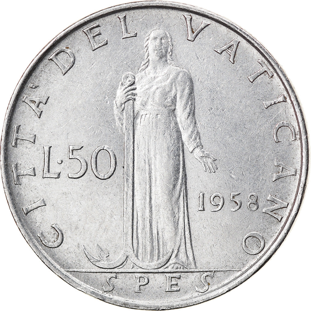Münze, Vatikanstadt, Pius XII, 50 Lire, 1958, Roma, SS, Stainless Steel