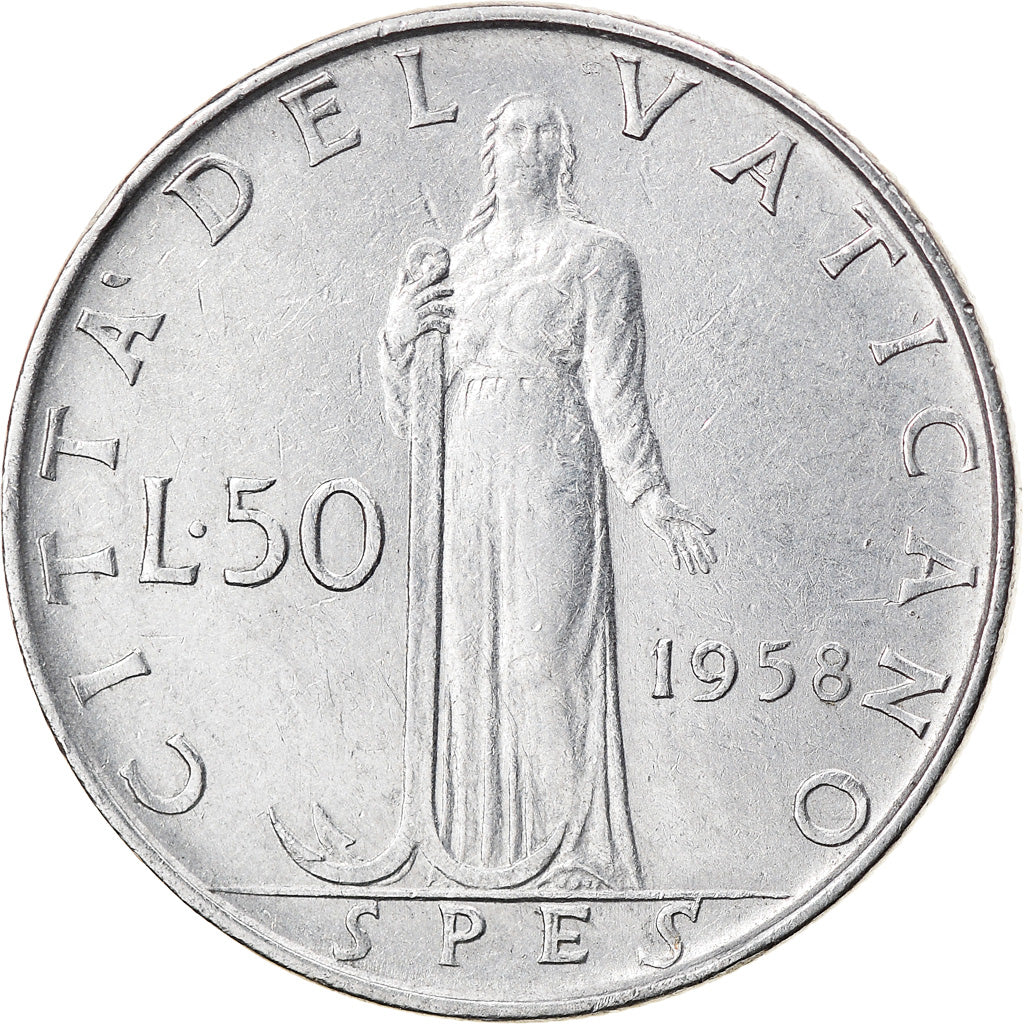 Monnaie, Cité du Vatican, Pius XII, 50 Lire, 1958, Roma, TTB, Stainless Steel