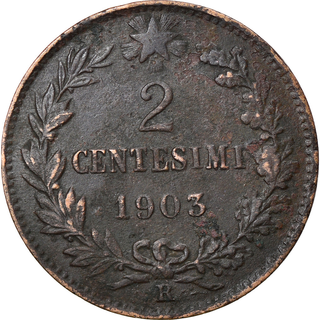 Coin, Italy, Vittorio Emanuele III, 2 Centesimi, 1903, Rome, VF(20-25), Bronze