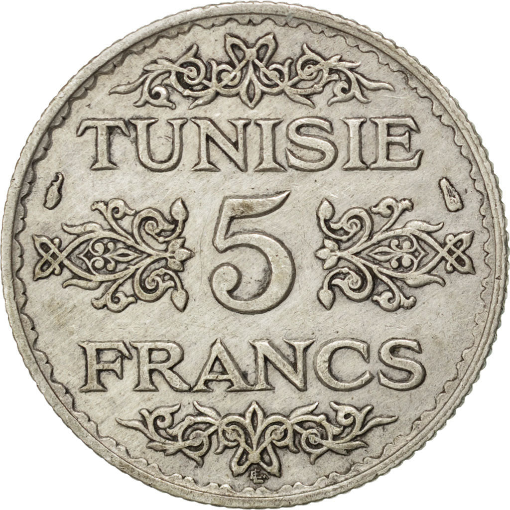 TUNISIA, 5 Francs, 1934, Paris, KM #261, EF(40-45), Silver, Lecompte #306, 4.93