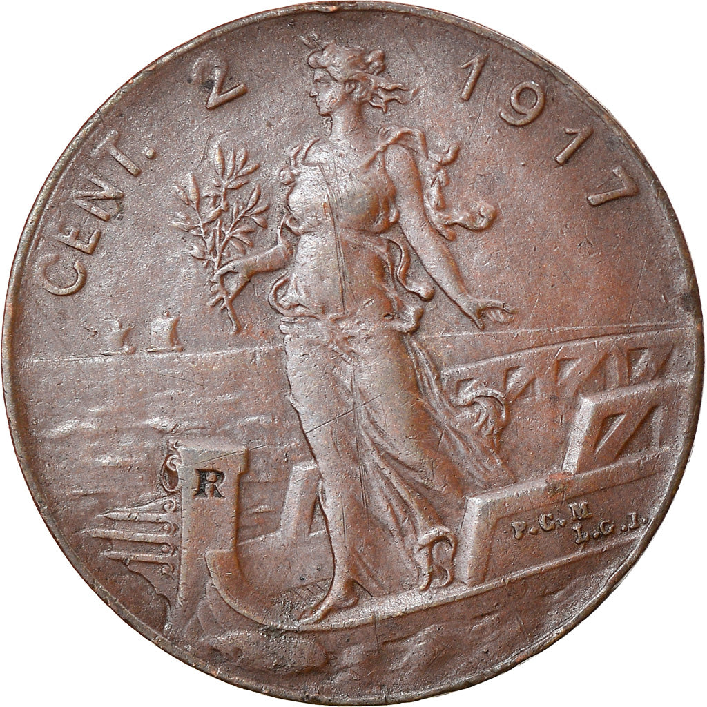 Coin, Italy, Vittorio Emanuele III, 2 Centesimi, 1917, Rome, VF(30-35), Bronze