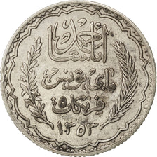 TUNISIA, 5 Francs, 1934, Paris, KM #261, EF(40-45), Silver, Lecompte #306, 4.97