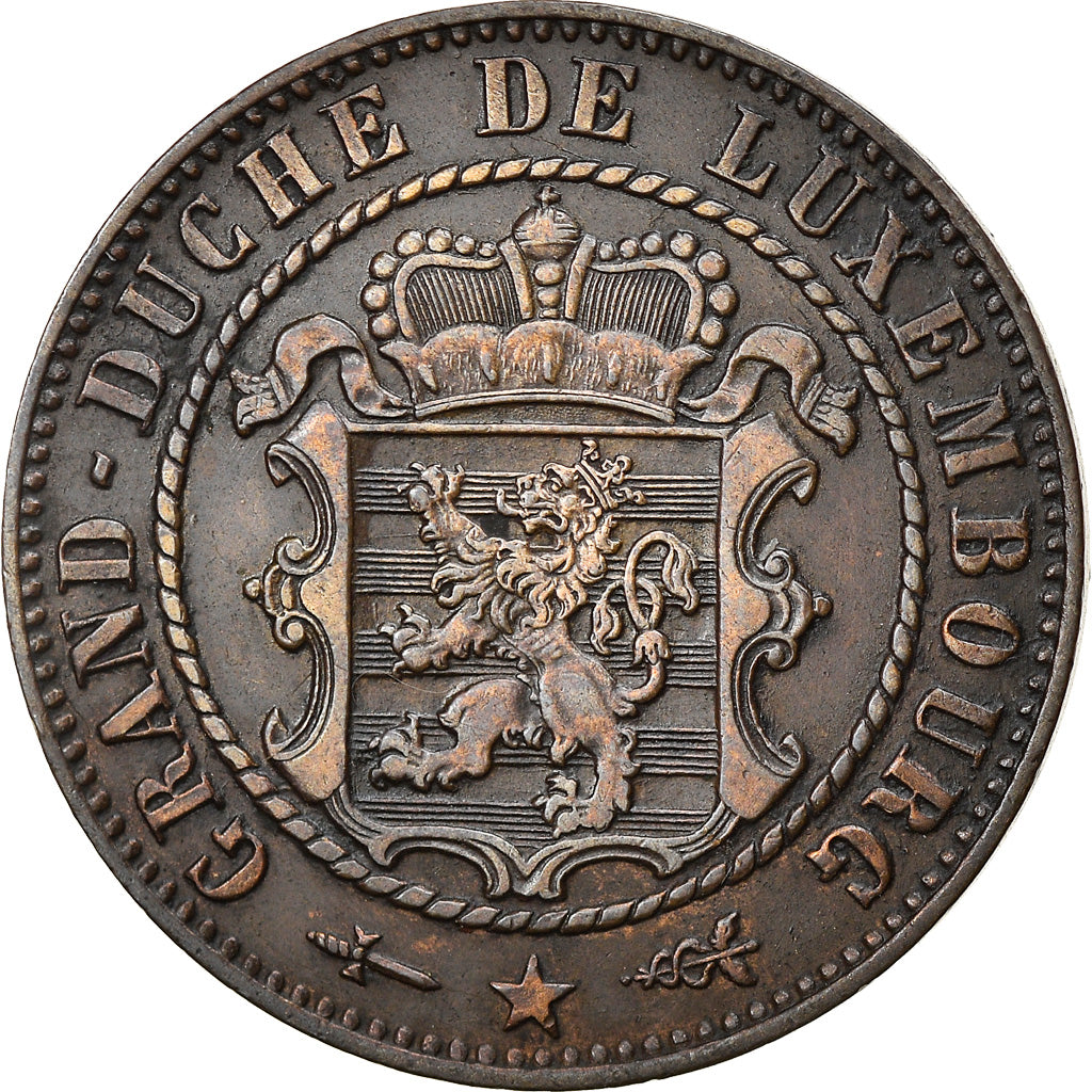 Coin, Luxembourg, William III, 10 Centimes, 1870, Utrecht, AU(55-58), Bronze