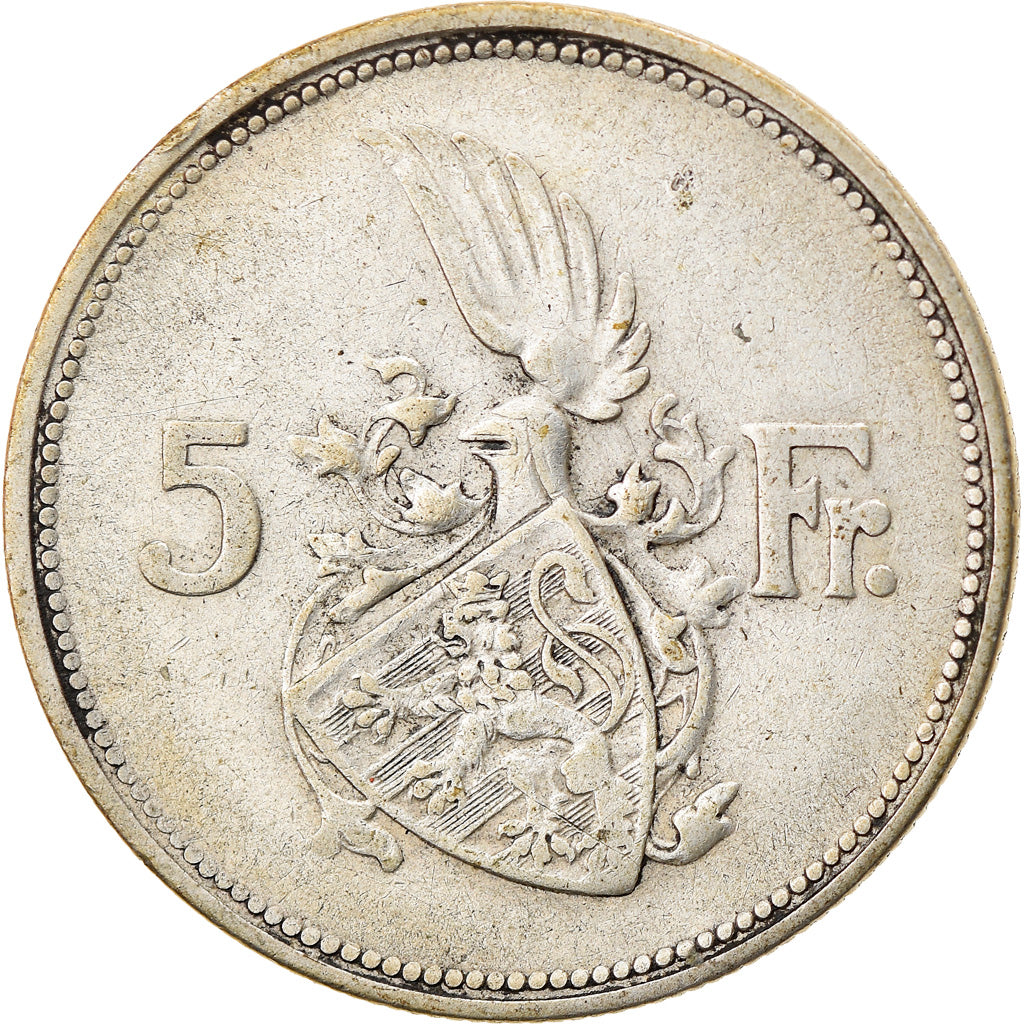 Luxembourg, Charlotte, 5 Francs, 1929, VF(30-35), Silver, KM:38
