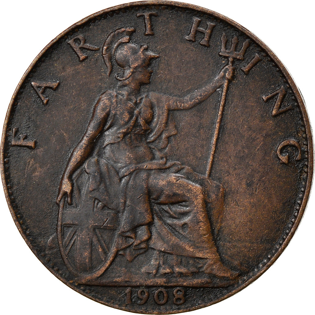 Coin, Great Britain, Edward VII, Farthing, 1908, EF(40-45), Bronze, KM:792