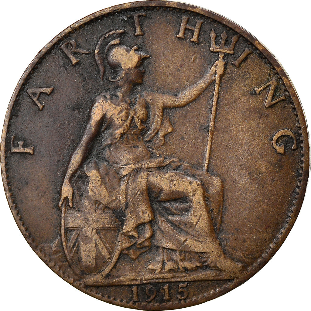 Coin, Great Britain, George V, Farthing, 1915, EF(40-45), Bronze, KM:808.1