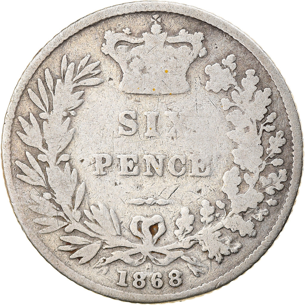 Coin, Great Britain, Victoria, 6 Pence, 1868, VF(20-25), Silver, KM:751.1