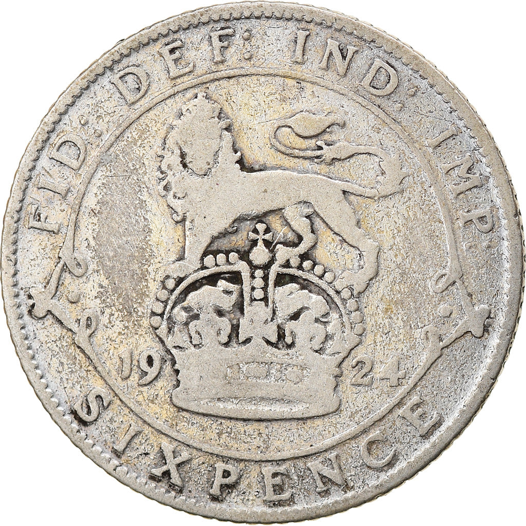 Coin, Great Britain, George V, 6 Pence, 1924, VF(30-35), Silver, KM:815a.1