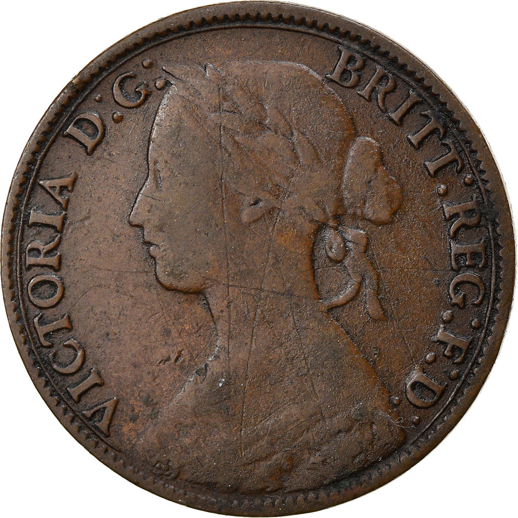 Coin, Great Britain, Victoria, Farthing, 1861, VF(20-25), Bronze, KM:747.2