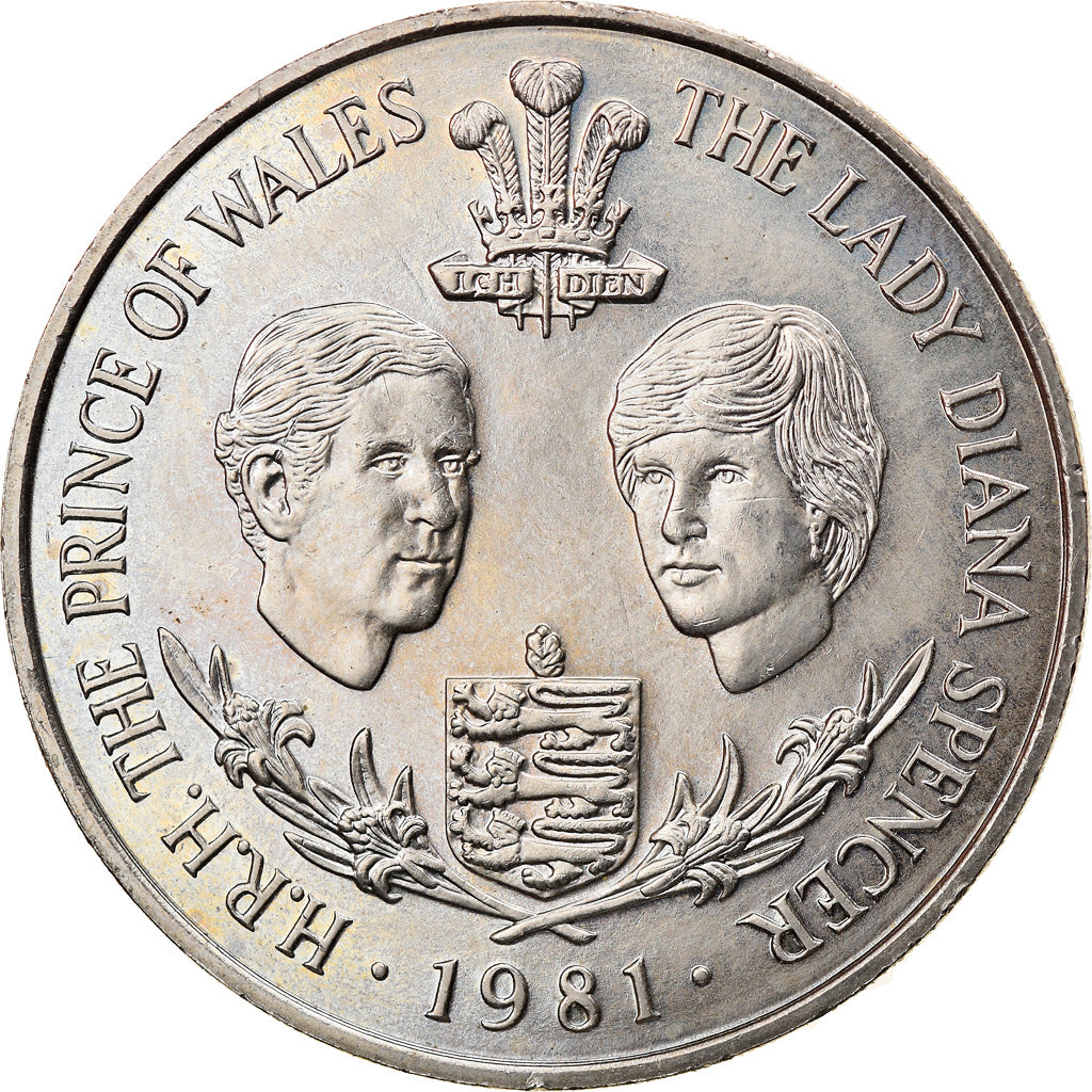 Coin, Guernsey, Elizabeth II, 25 Pence, 1981, Heaton, AU(50-53), Copper-nickel