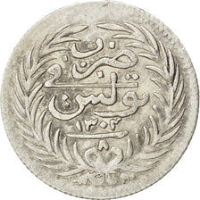 TUNISIA, 8 Kharub, 1886, KM #205, EF(40-45), Silver, Lecompte #10, 1.47